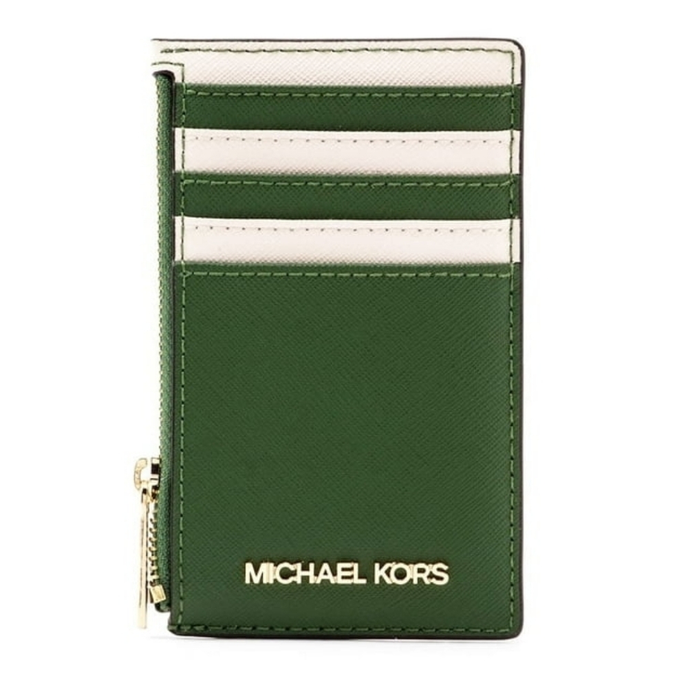 MK Jet Set Med Two-Tone Leather Card Case